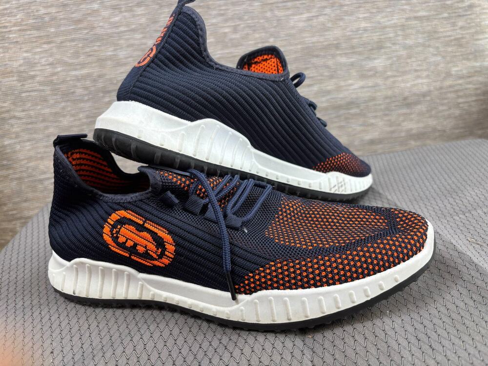 Ecko Unltd Shoes Mens Size 10 Navy Orange Knit Low Top Running Athletic Sneakers